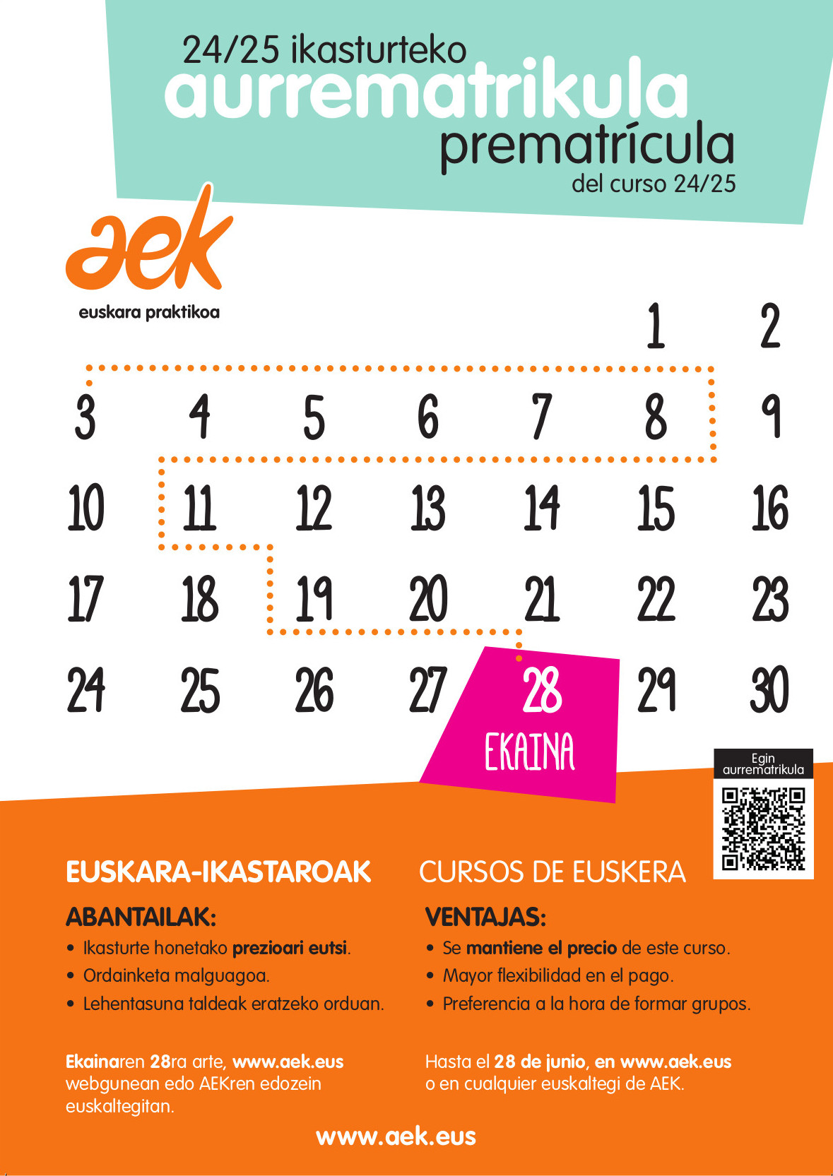 24 25 AEK aurrematrikulazioa