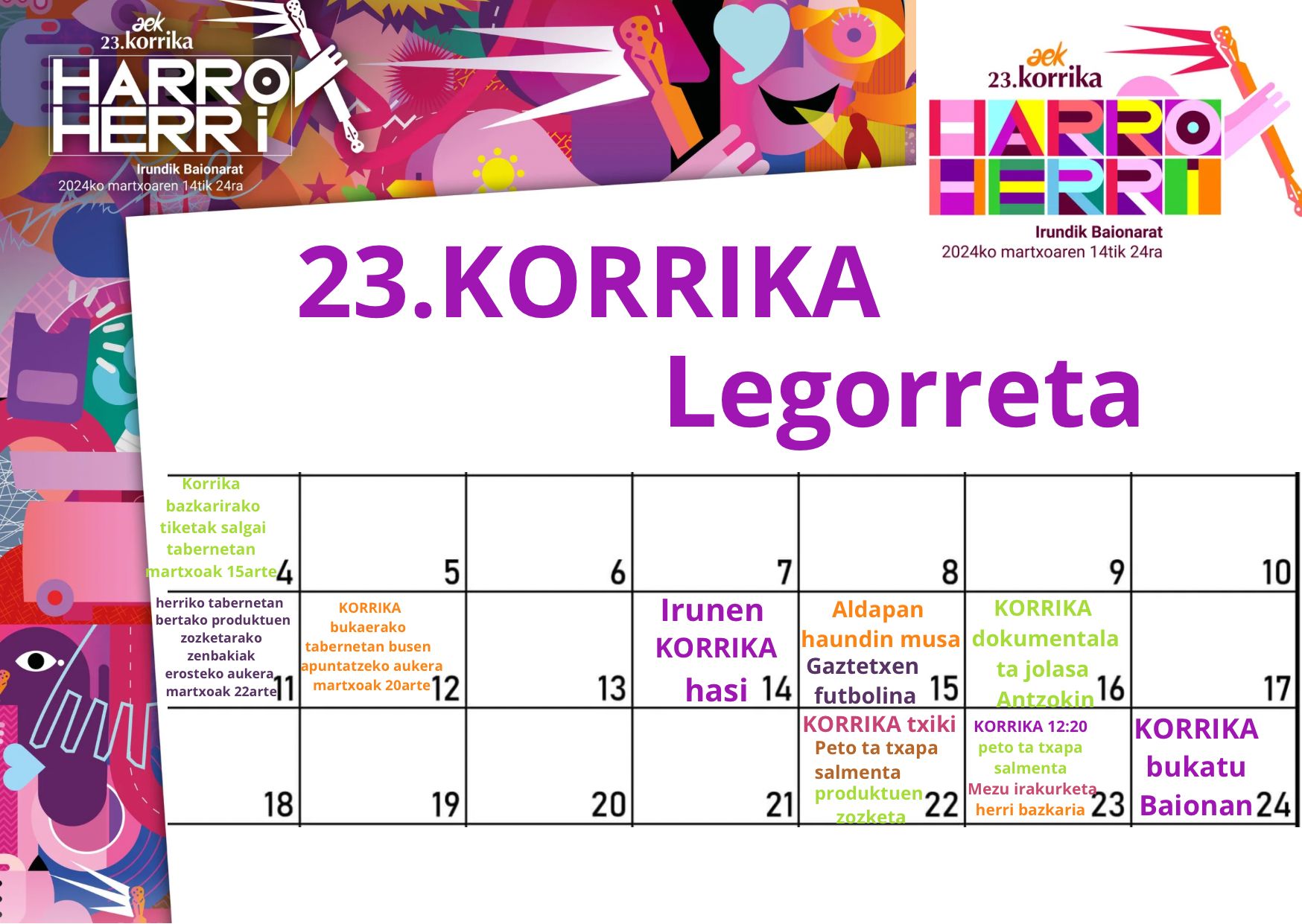 Agenda Korrika Legorreta 2024
