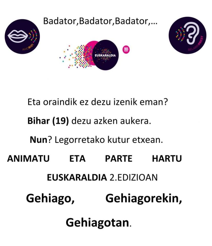 "Euskaraldian" izena emateko azken aukera, gaur