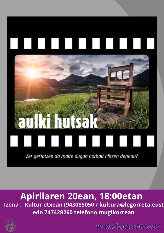 'Aulki hutsak' dokumentalaren emanaldia eta solasaldia, asteartean