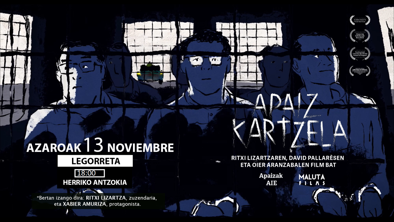 El domingo se proyectará el documental 'Apaiz-kartzela'