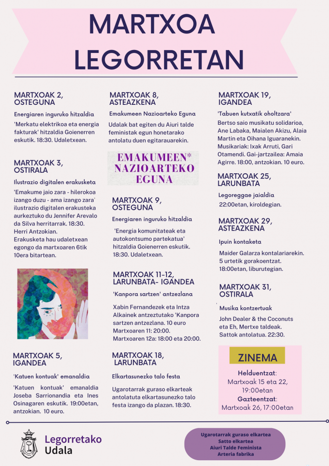 Prest dago martxoko egitaraua
