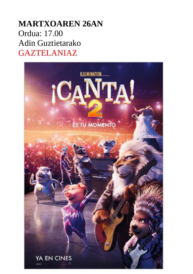 Igandeko pelikula: 'Canta 2'