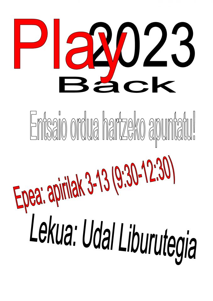 Play Backeko entsaioetarako lokala eskatzeko epea zabalik
