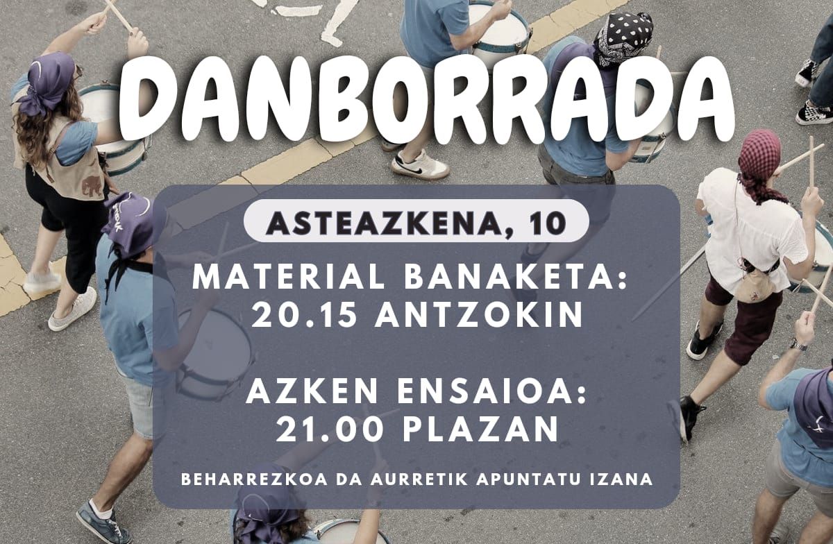 Hoy será el último ensayo y recogida del material para la tamborrada