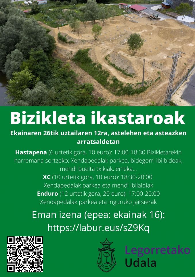 Bizikleta ikastaroak Xendapedalak bizikleta parkean