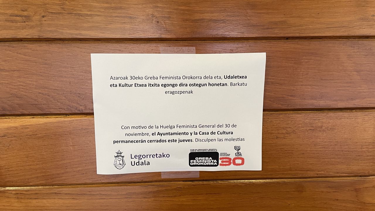 Udaletxea eta Kultur Etxea itxita egongo dira bihar, osteguna, Greba Feminista Orokorrarengatik