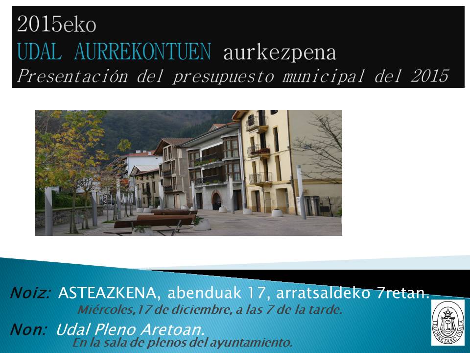 2015eko UDAL AURREKONTUEN aurkezpena