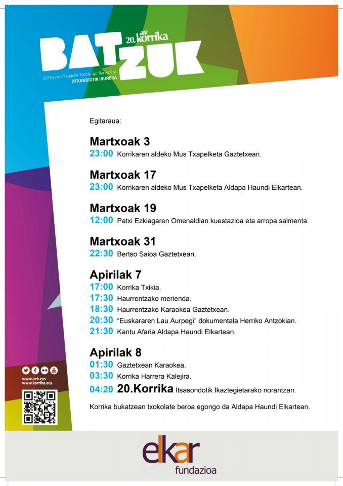 20. KORRIKAren aldeko egitaraua prestatu du Korrika Batzordeak