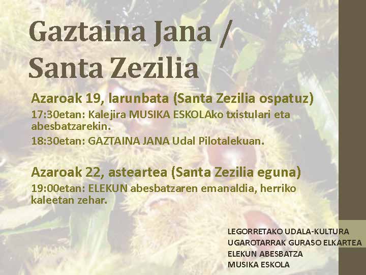 Gaztaina jana eta Musika Eskolaren emanaldia larunbatean
