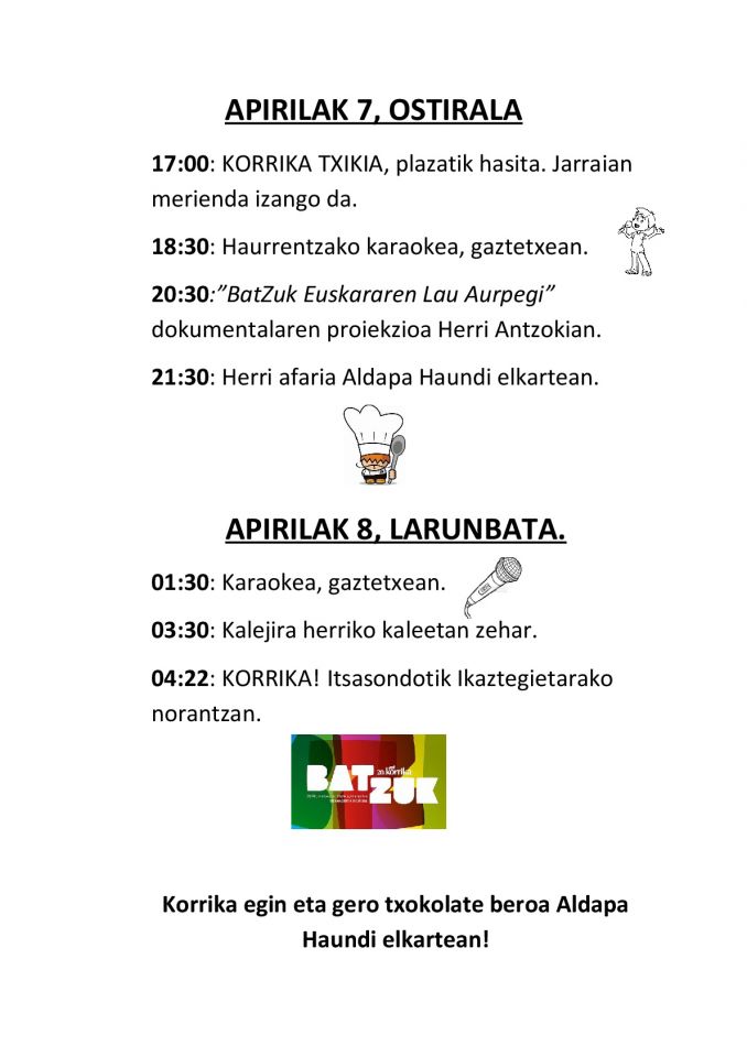 Egitarau betea Korrikari ongietorria egiteko