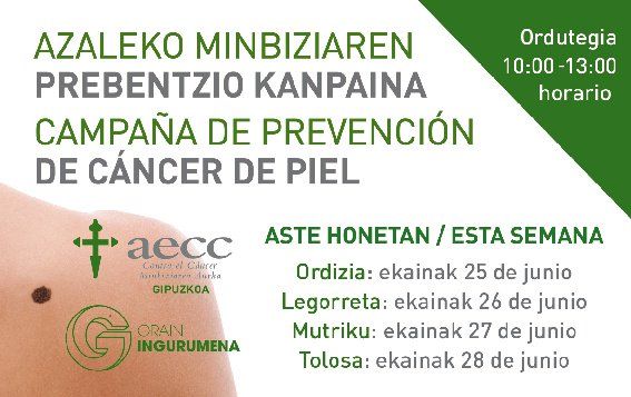 Azaleko Minbiziaren Aurkako Elkartea plazan egongo da goizean, gomendioak emateko